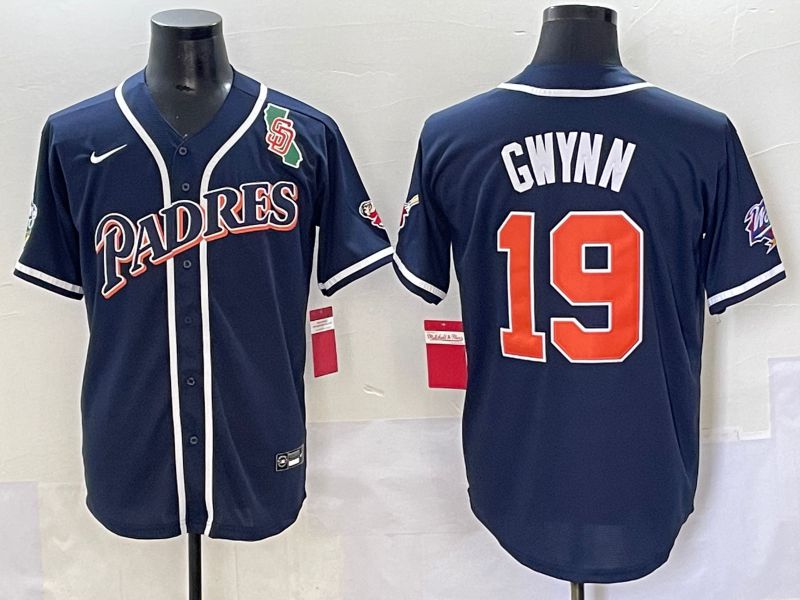 Men 2025 San Diego Padres #19 Gwynn Blue Throwback Game Nike MLB Jersey style 67->houston astros->MLB Jersey